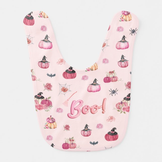 Pink Pumpkin Baby Bib (Front)