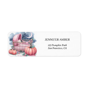 Pink Pumpkin Baby Crib Rustic Fall & Autumn Leaves Label
