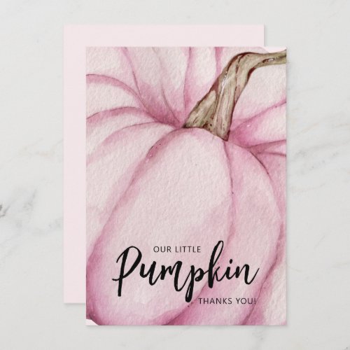 Pink Pumpkin Baby Girl Flat  Thank You Card