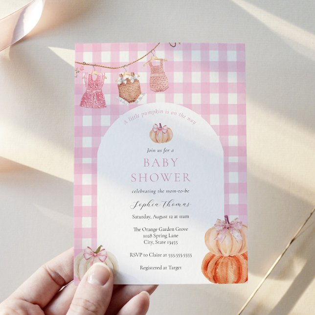 Pink Pumpkin Baby Girl Shower Arch Invitation (Creator Uploaded)