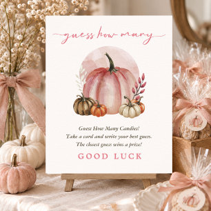 Pink Pumpkin Baby Girl Shower Guess How Many Sign