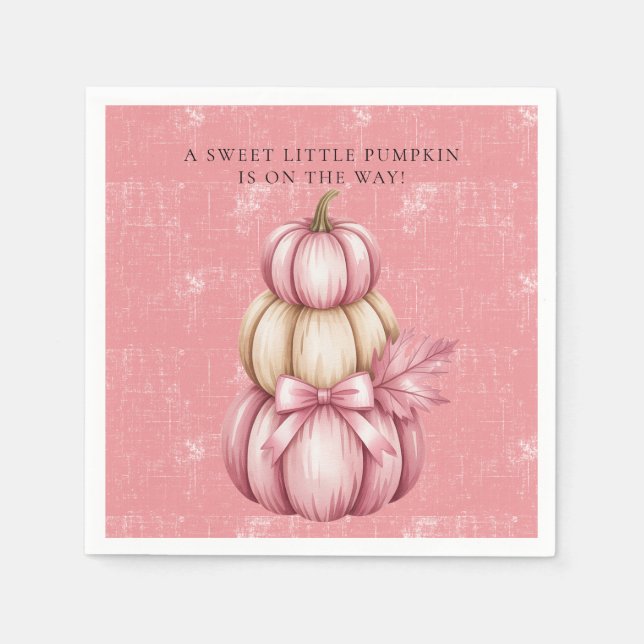 Pink Pumpkin Baby Girl Shower Napkins (Front)