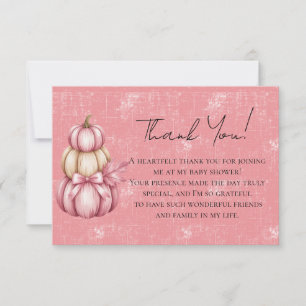 Pink Pumpkin Baby Girl Shower Thank You Card