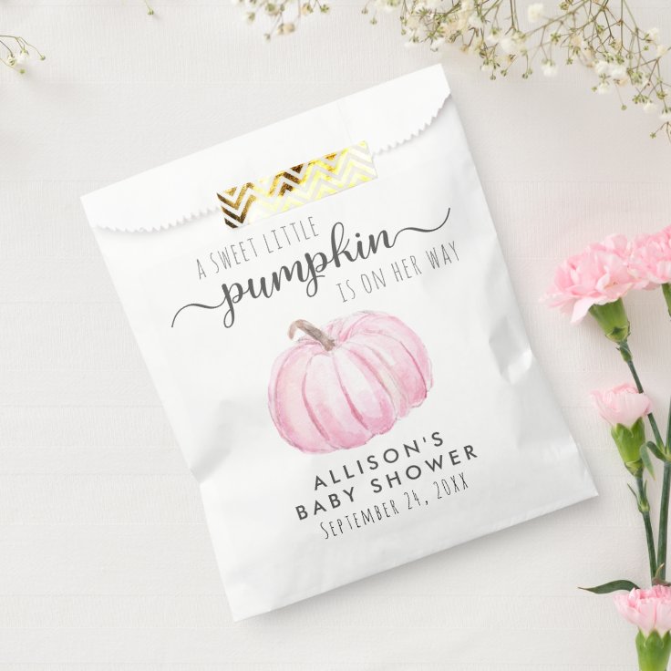 Pink Pumpkin Baby Girl Shower Thank You Favor Bag Zazzle