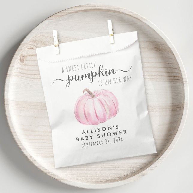 Pink Pumpkin Baby Girl Shower Thank You Favor Bag (Creator Uploaded)