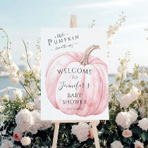 Pink Pumpkin Baby Girl Shower Welcome Sign Board