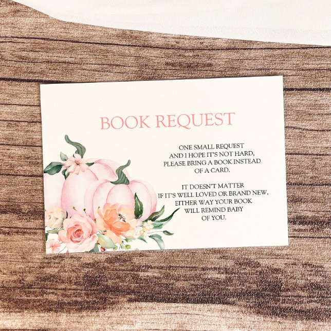 Pink Pumpkin Baby Shower Book for Baby  Enclosure Card (Creator Uploaded)