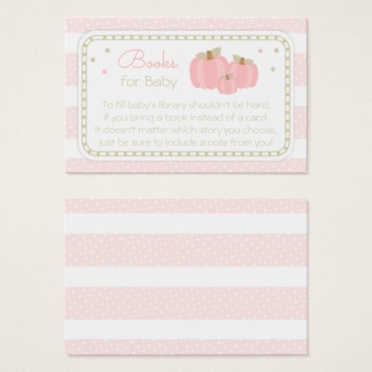 Pink Pumpkin Baby Shower Book Request Card (Front & Back)