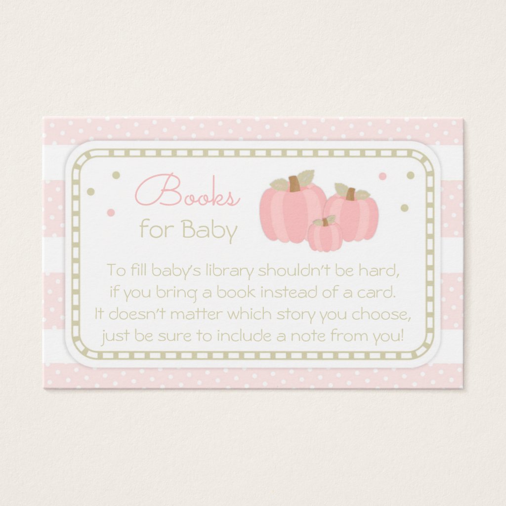 Pink Pumpkin Baby Shower Book Request Card