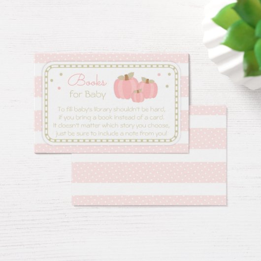 Pink Pumpkin Baby Shower Book Request Card (Desk)