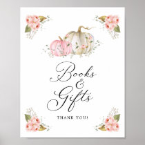 Pink Pumpkin Baby Shower Books and Gifts Sign