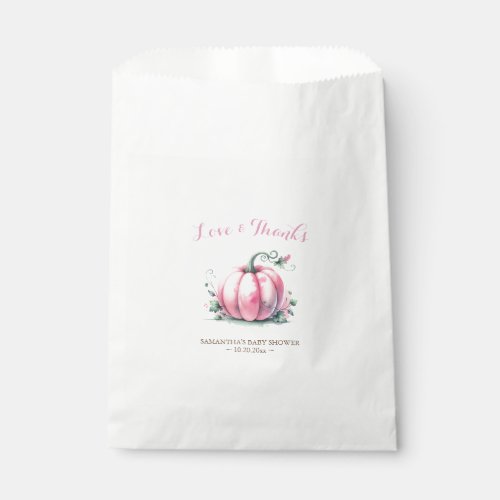 Pink Pumpkin Baby Shower Candy Favor Bags