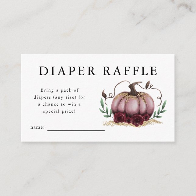 Pink Pumpkin Baby Shower Diaper Raffle Ticket Enclosure Card (Front)