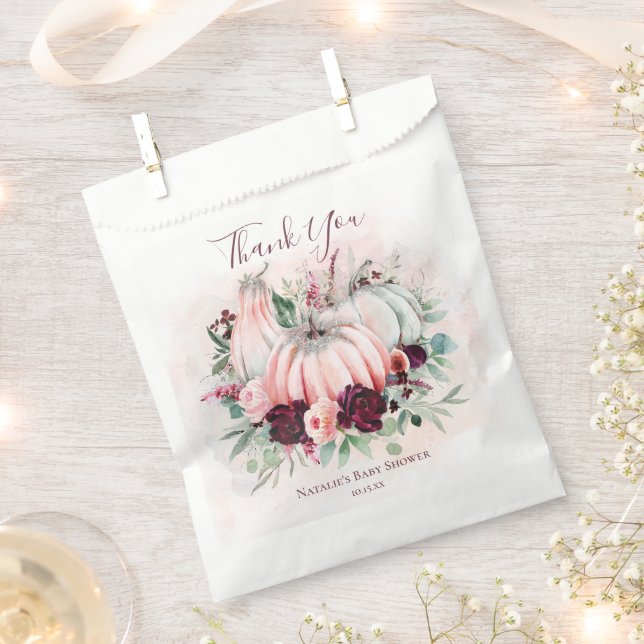 Pink Pumpkin Baby Shower Favor Bag (Clipped)