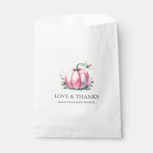 Pink Pumpkin Baby Shower Favor Bag
