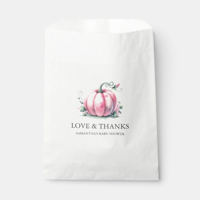 Pink Pumpkin Baby Shower Favor Bag (Front)