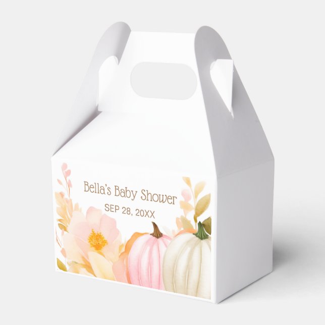 Pink Pumpkin Baby Shower Favor Boxes (Front Side)