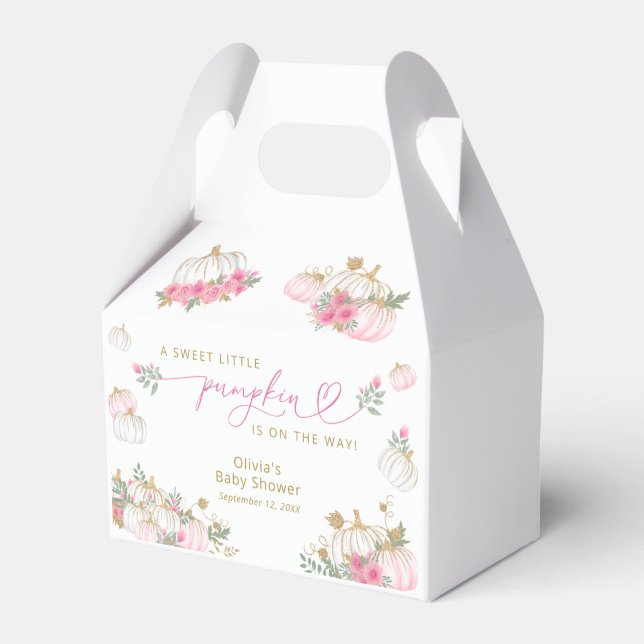 Pink Pumpkin Baby Shower Favor Boxes (Front Side)