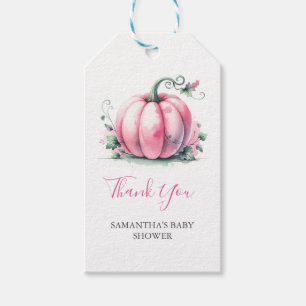 Pink Pumpkin Baby Shower Favor Tags Template