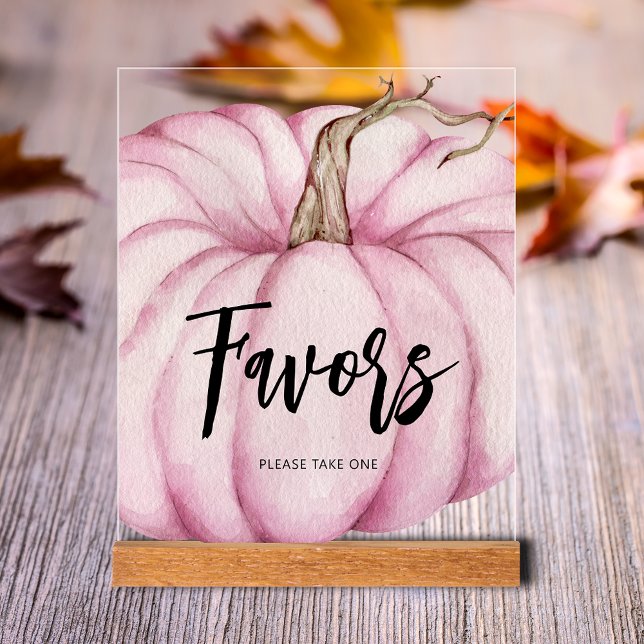 Pink Pumpkin Baby Shower Favors Acrylic Sign (Pink Pumpkin Girl Baby Shower Favors Clear Acrylic Tabletop Sign)