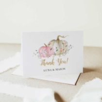 Pink Pumpkin Baby Shower Folded Thank You Card