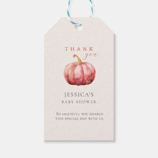 Pink Pumpkin Baby Shower Gift Tag