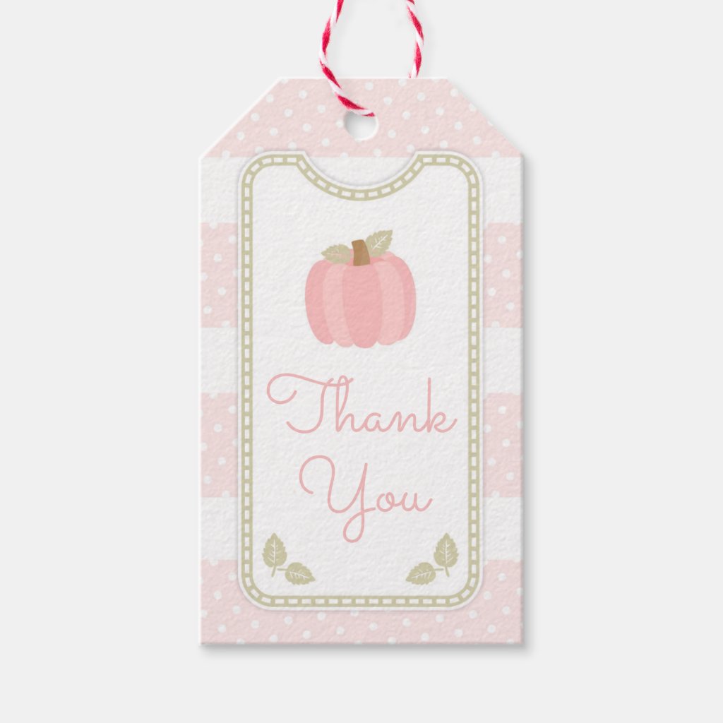 Pink Pumpkin Baby Shower Gift Tag