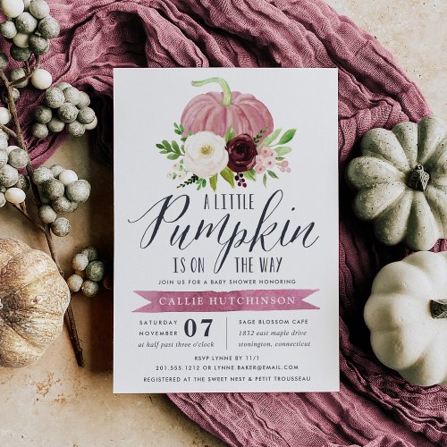 Pink Pumpkin Baby Shower Invitation