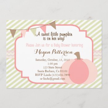 Pink Pumpkin Baby Shower Invitation by Pixabelle at Zazzle