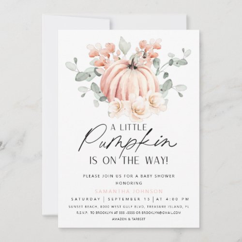 Pink Pumpkin Baby Shower Invitation