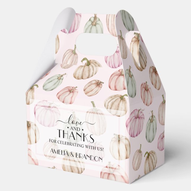 Pink Pumpkin Baby Shower Large Favor Boxes (Front)