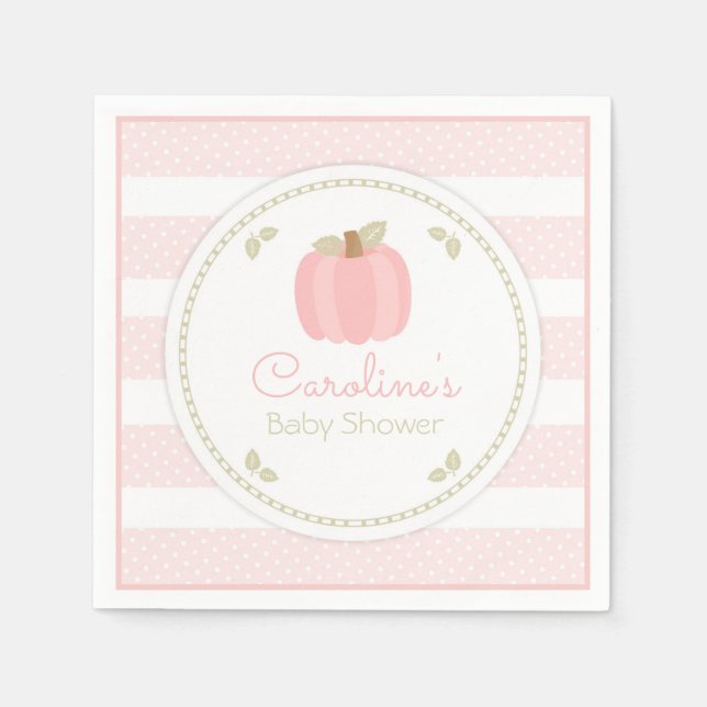 Pink Pumpkin Baby Shower Napkin (Front)