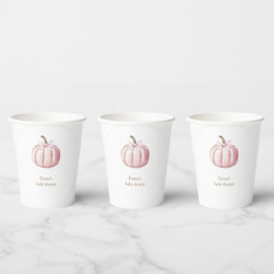 Pink Pumpkin Baby Shower Paper Cups