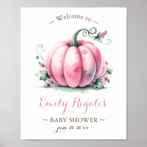 Pink Pumpkin Baby Shower Party Posters