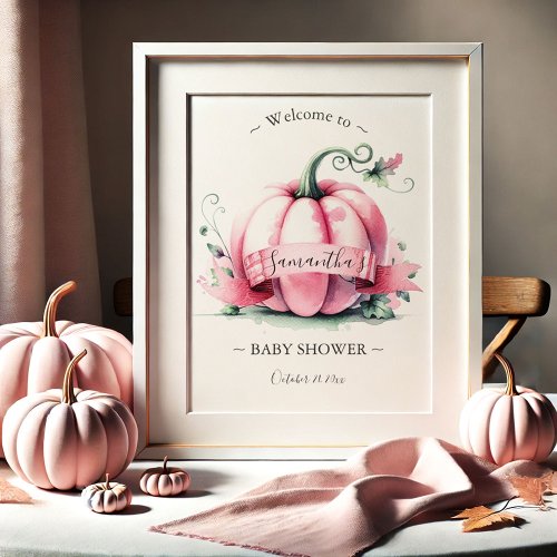Pink Pumpkin Baby Shower Posters