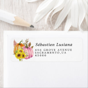 Pink Pumpkin Baby Shower Return Address Label