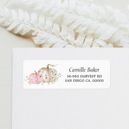 Pink Pumpkin Baby Shower Return Address Label
