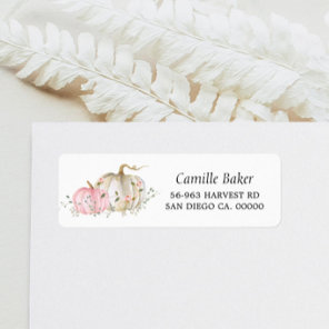 Pink Pumpkin Baby Shower Return Address Label
