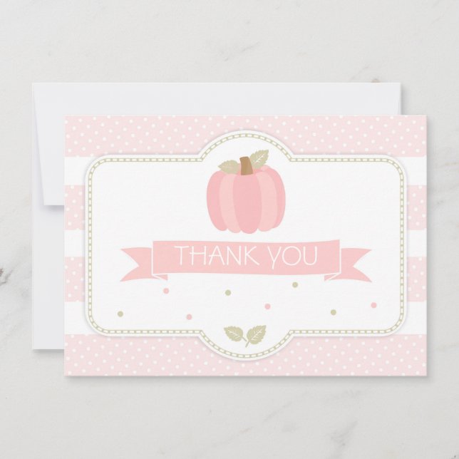 Pink Pumpkin Baby Shower Thank You Card (Front)