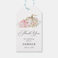 Pink Pumpkin Baby Shower Thank You Favor Gift Tag