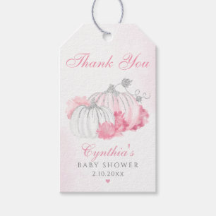 Pink Pumpkin Baby Shower Thank You Favor Gift Tags