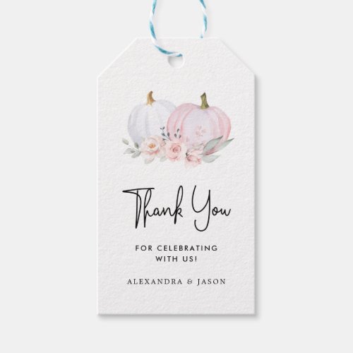 Pink Pumpkin Baby Shower Thank You Gift Tags