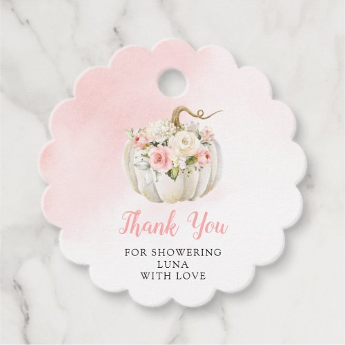 Pink Pumpkin Baby Shower Thank you Round Favor Tags