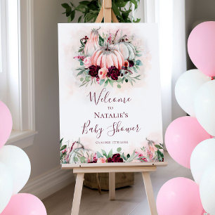 Pink Pumpkin Baby Shower Welcome Foam Board