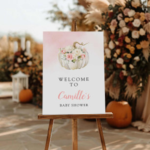 Pink Pumpkin Baby Shower Welcome Foam Board