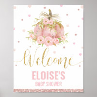 Pink Pumpkin Baby Shower Welcome Sign