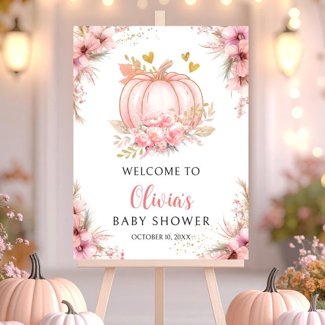 Pink Pumpkin Baby Shower Welcome Sign: Girl Fall  Foam Board (Creator Uploaded)