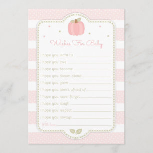 Pink Pumpkin Baby Shower Wishes for Baby Invitation
