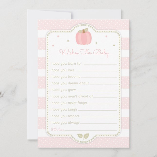 Pink Pumpkin Baby Shower Wishes for Baby Invitation (Front)