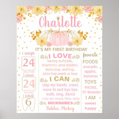 Pink Pumpkin Birthday milestone sign